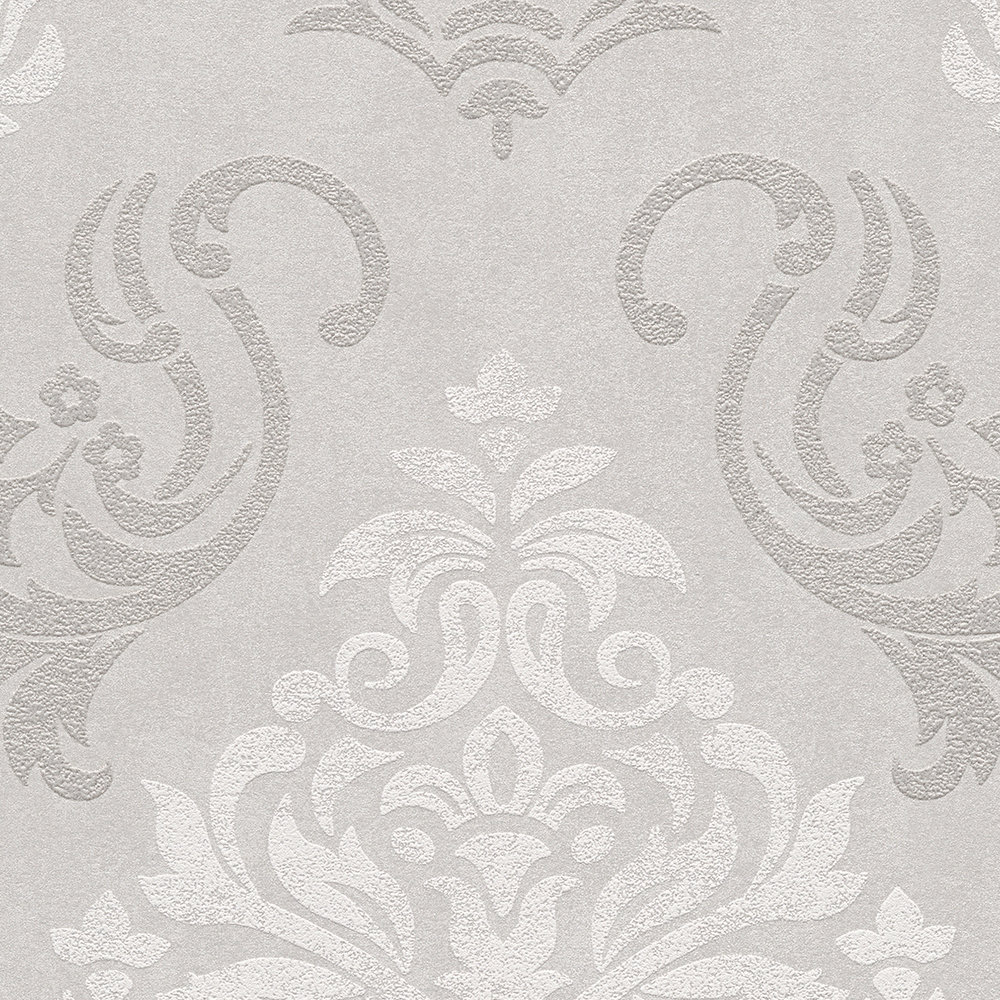             Ornaments wallpaper baroque style with glitter effect - beige, cream, metallic
        