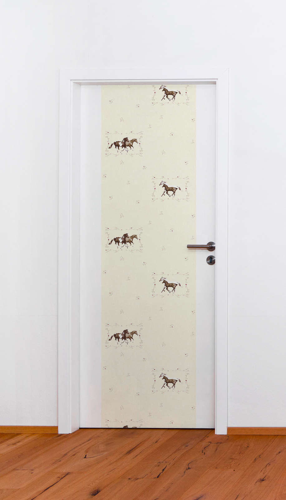             Zelfklevend behangpapier met paardenmotief voor meisjes - beige, bruin, wit
        