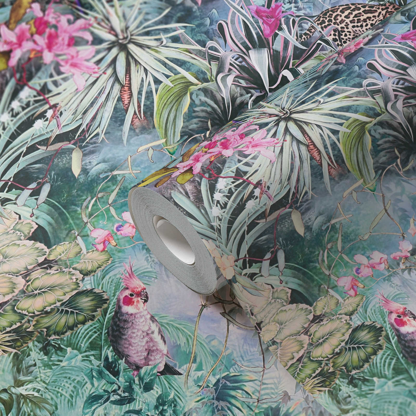             Papier peint jungle Animaux & plantes en aquarelle
        