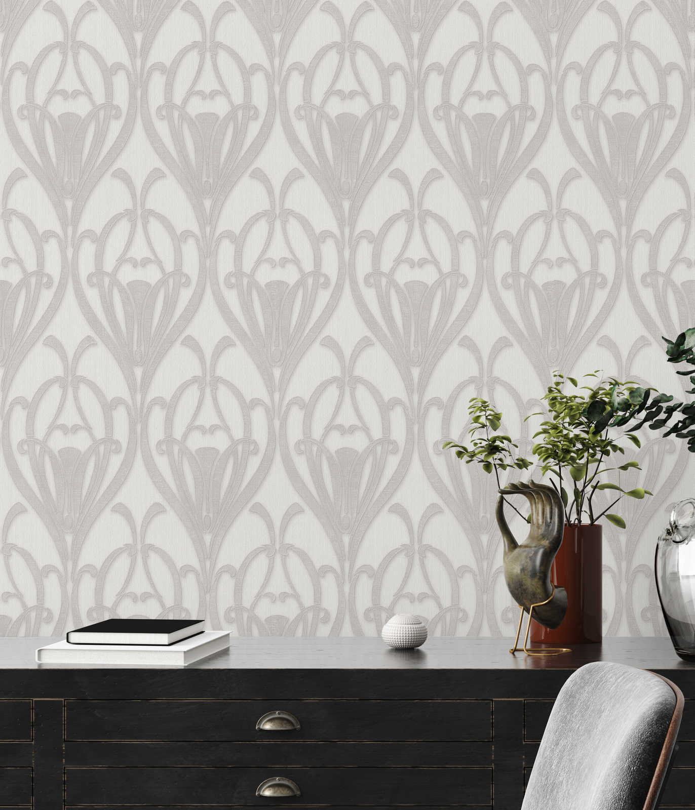             Ornament wallpaper with art deco pattern & textile texture
        
