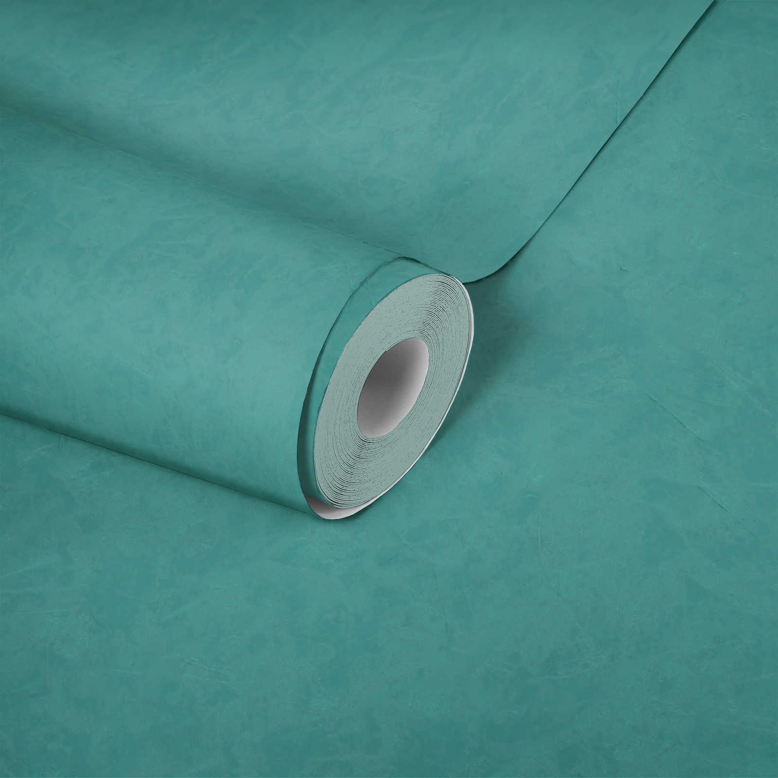             Non-woven wallpaper plaster look & texture pattern - petrol, turquoise
        