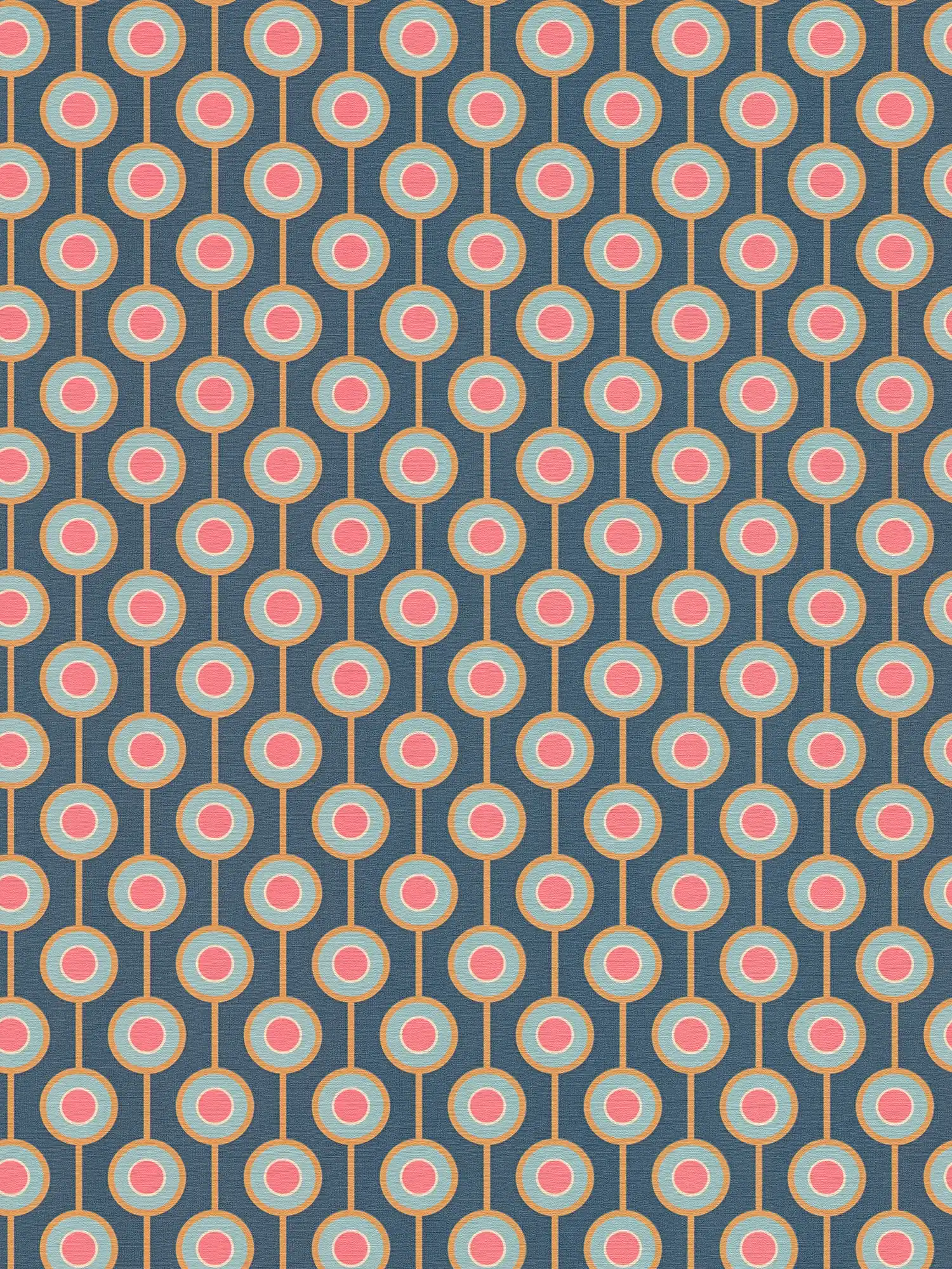 Retro wallpaper with light structure and circle pattern - blue, yellow, pink
