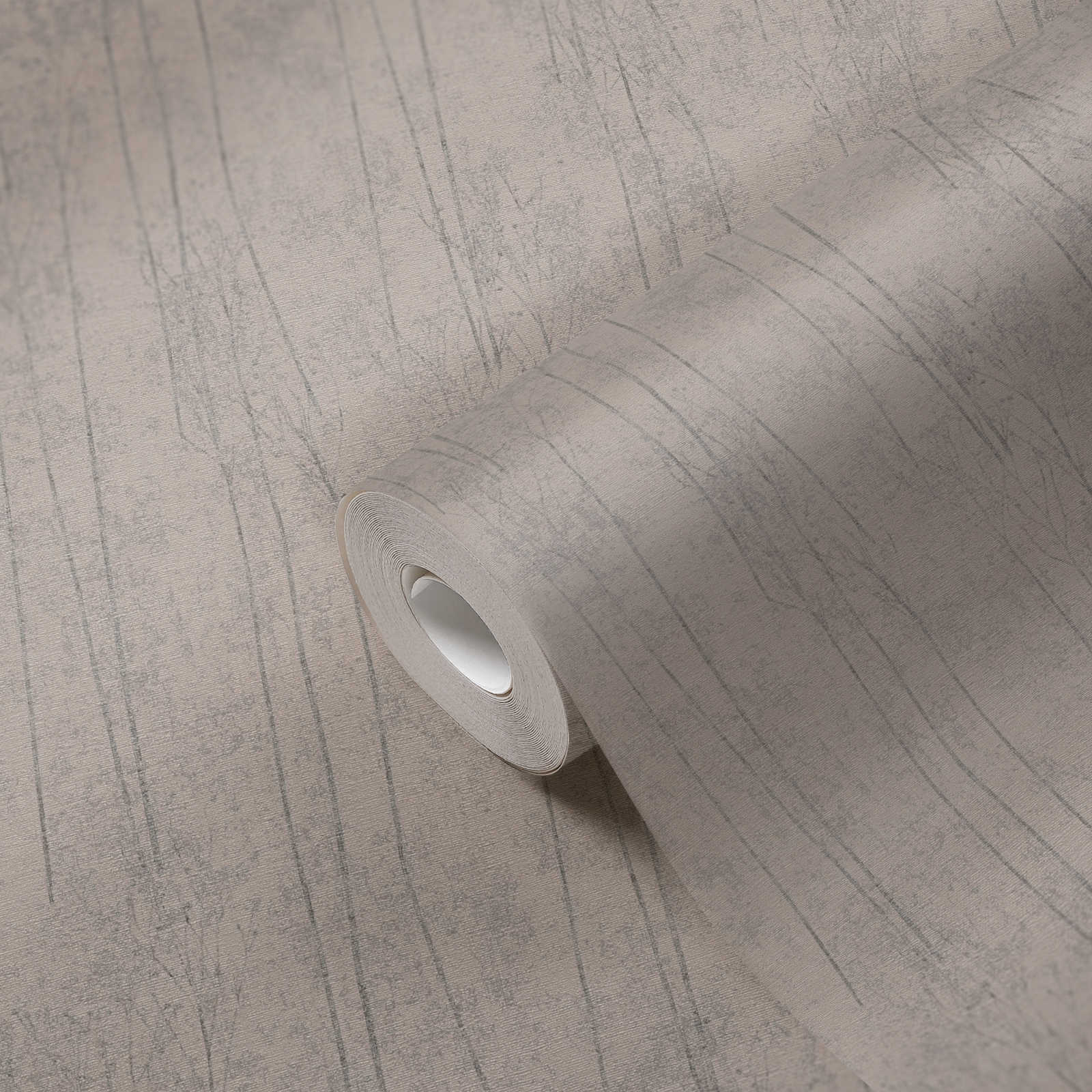             Papier peint intissé gris avec design naturel dans le style scandi
        