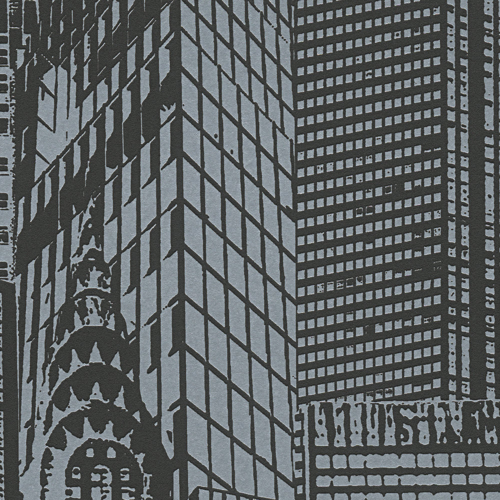             Panel de papel pintado New York skyline autoadhesivo - gris, negro
        