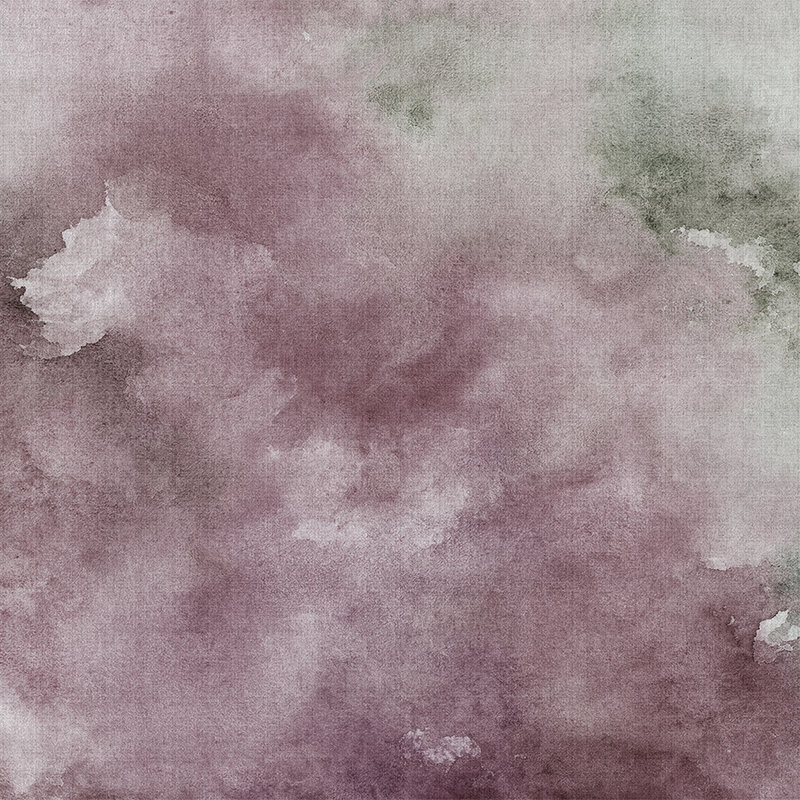 Watercolours 2 - Wallpaper Watercolours Motif Violet- Nature Linen Texture - Beige, Brown | Pearl Smooth Non-woven
