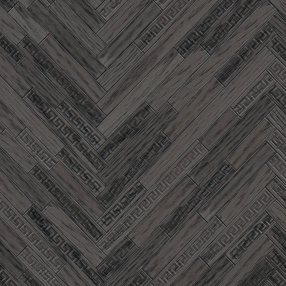             VERSACE Home wallpaper elegant wood look - grey, black
        