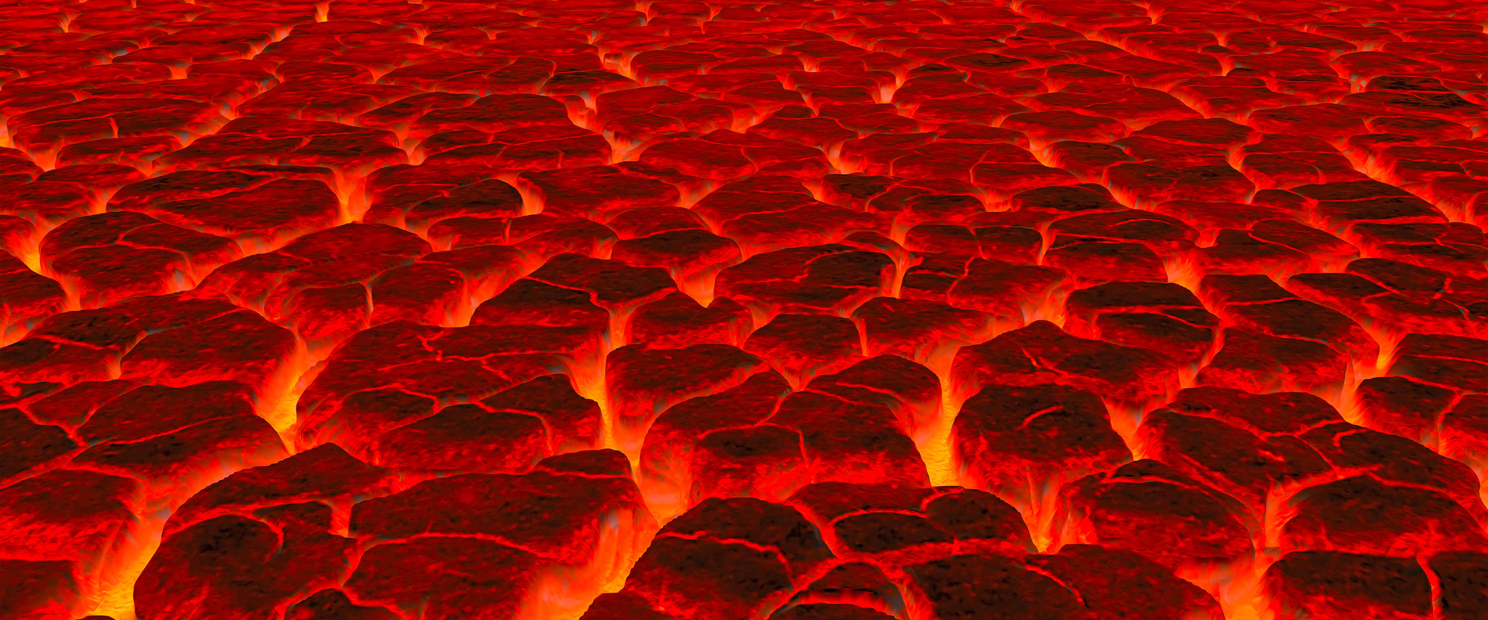             Lava mural with glowing field & magma flow
        