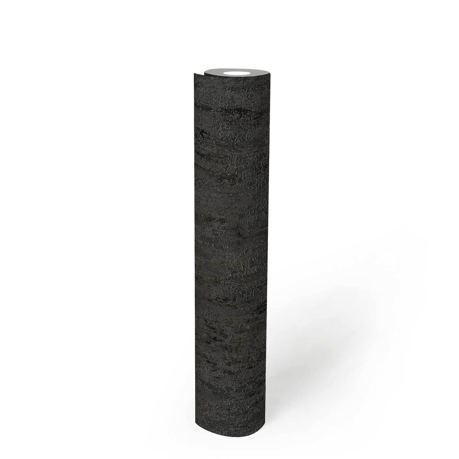             Papel pintado rústico con textura metálica aspecto antracita - negro, plata, gris
        