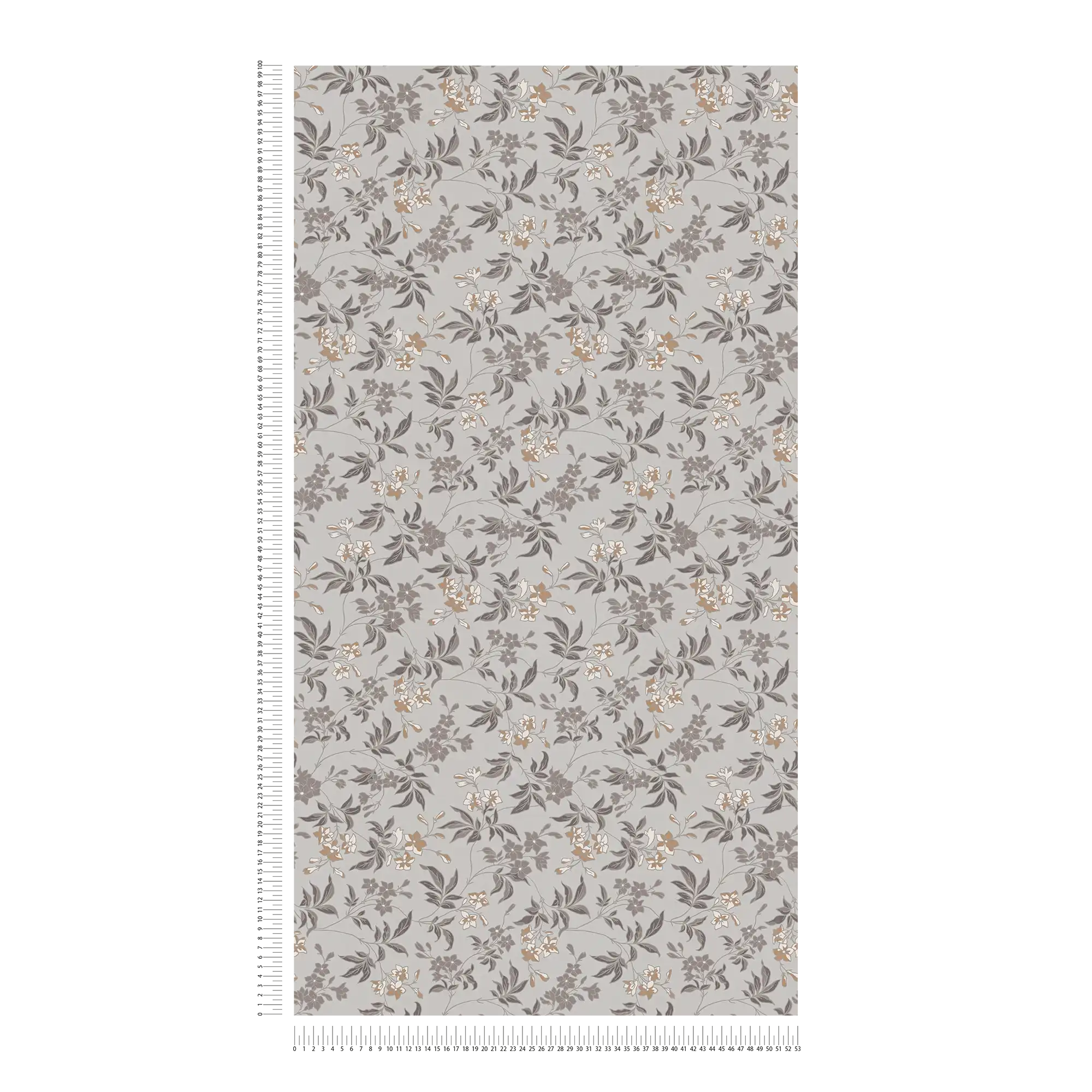             Floral pattern flowers and vines wallpaper - grey, brown, white
        