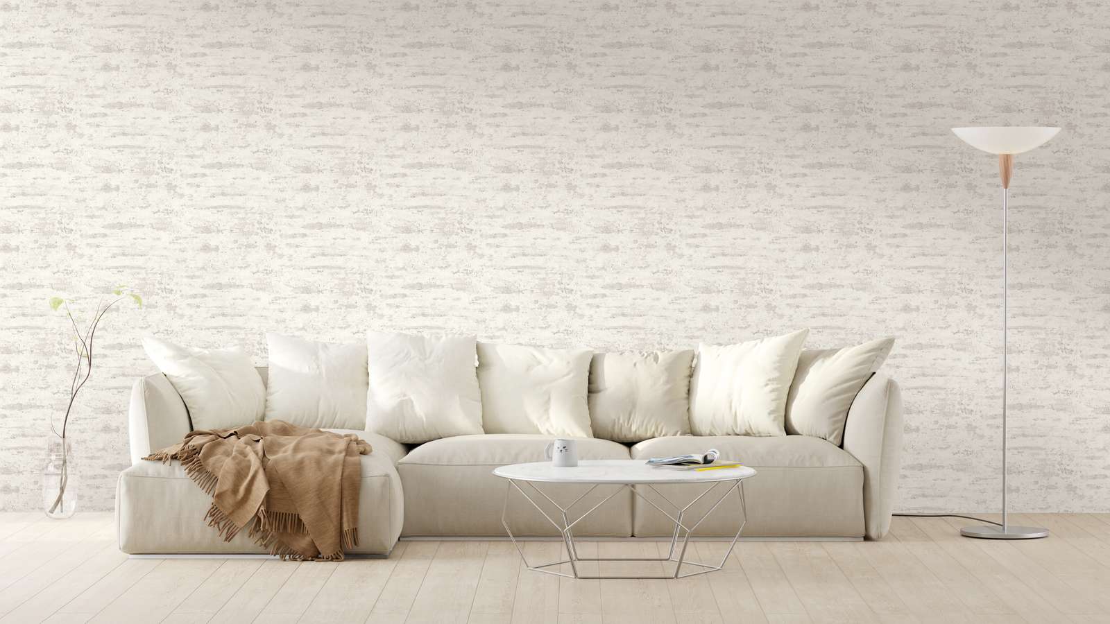             Non-woven wallpaper rust look & used look - white
        