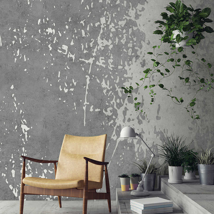 Vintage Wall 3 - grey photo wallpaper plaster look design in used look
