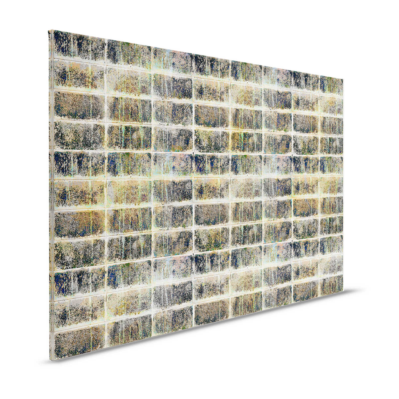 Factory 1 - Canvas painting Used Optics Tile Mirror Industrial Design - 1.20 m x 0.80 m
