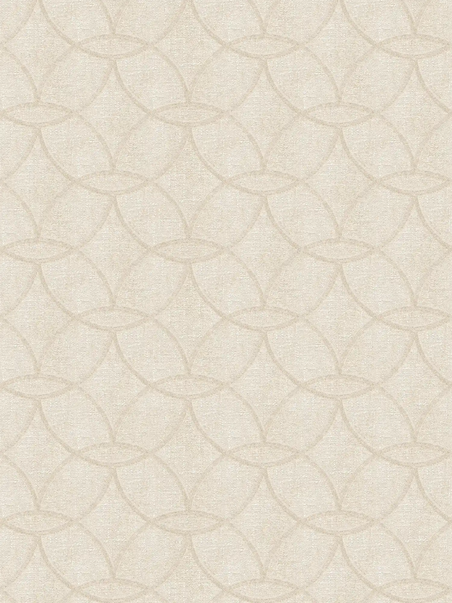 Retro wallpaper with geometric pattern with shine & shimmer effect - beige
