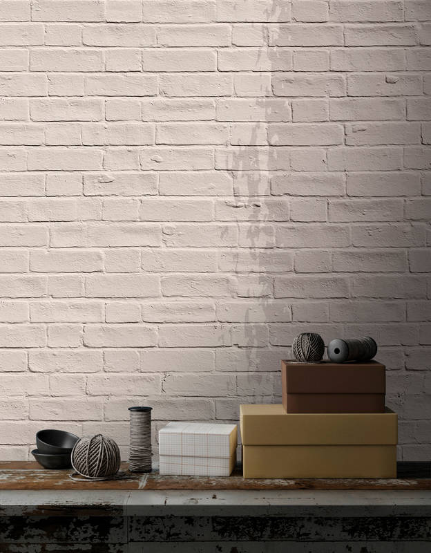             Tainted love 1 - Brick wall mural painted - Beige, Taupe | Pearl smooth fleece
        