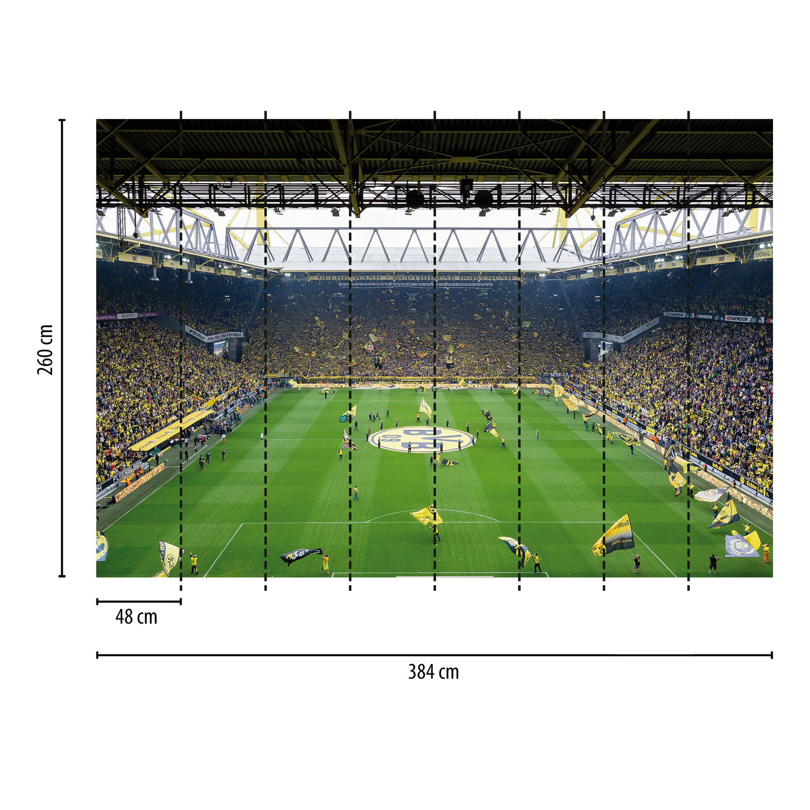             Papier peint panoramique BVB Stadion avec chorégraphie de supporters
        