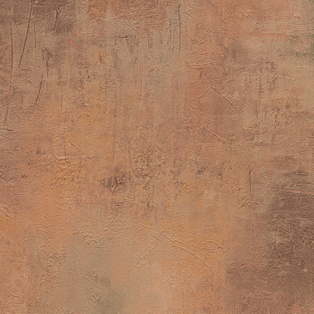             Wallpaper with rust pattern and metallic look - brown, orange, grey
        