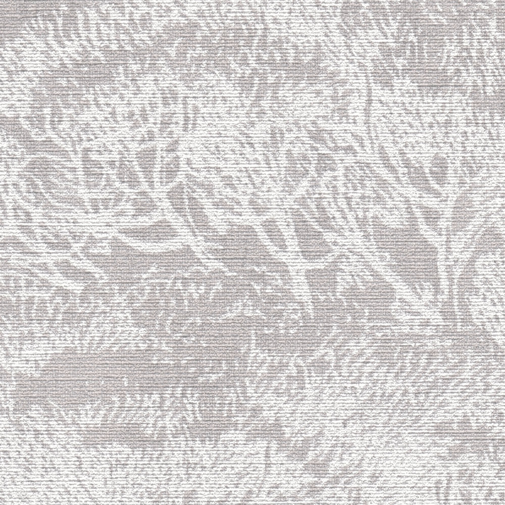             Carta da parati vintage in tessuto non tessuto con motivo ad albero con effetto metallizzato - crema, grigio, metallizzato
        