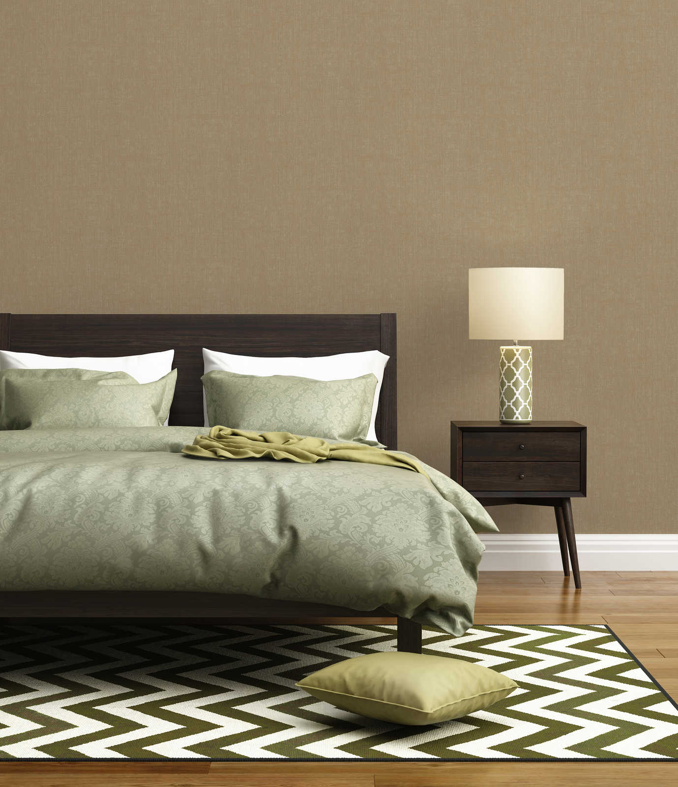             Brown wallpaper, coarse linen look
        
