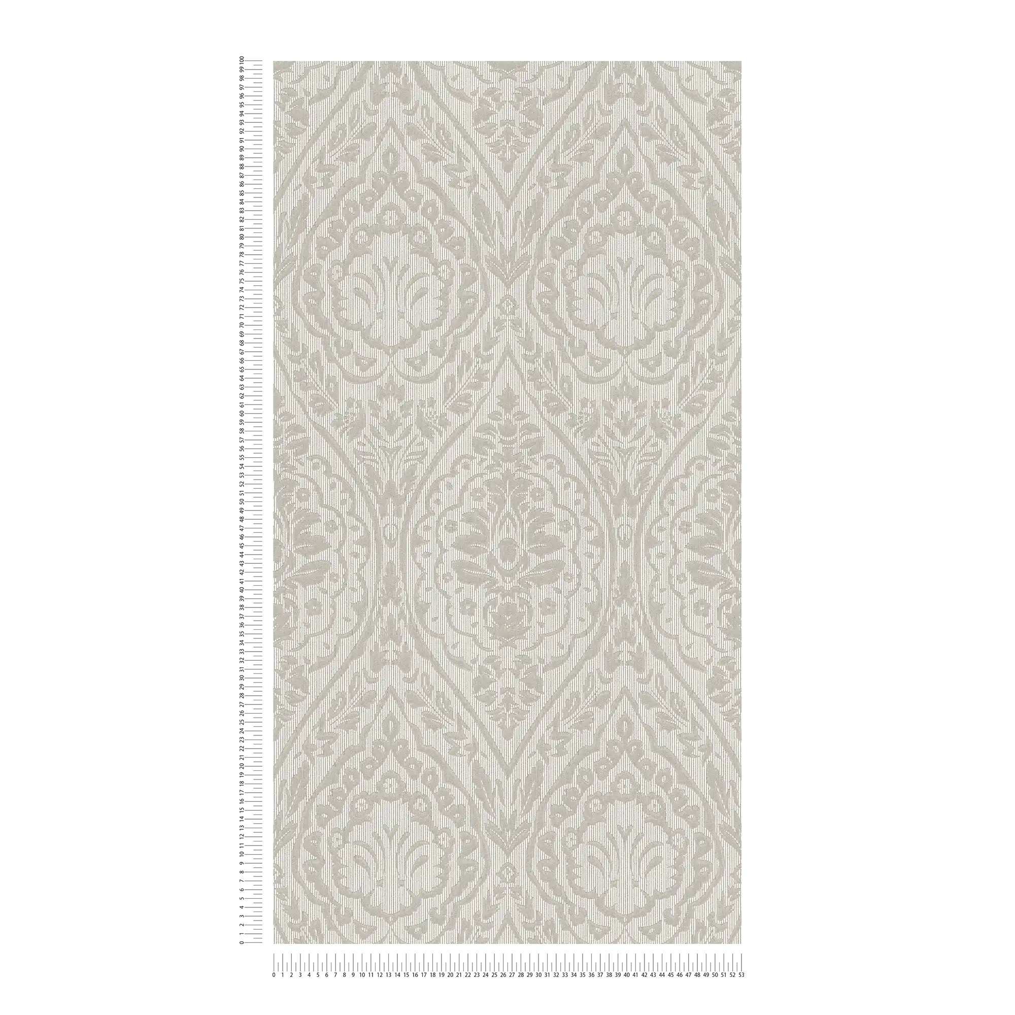             Colonial style non-woven wallpaper floral pattern & texture effect - cream
        