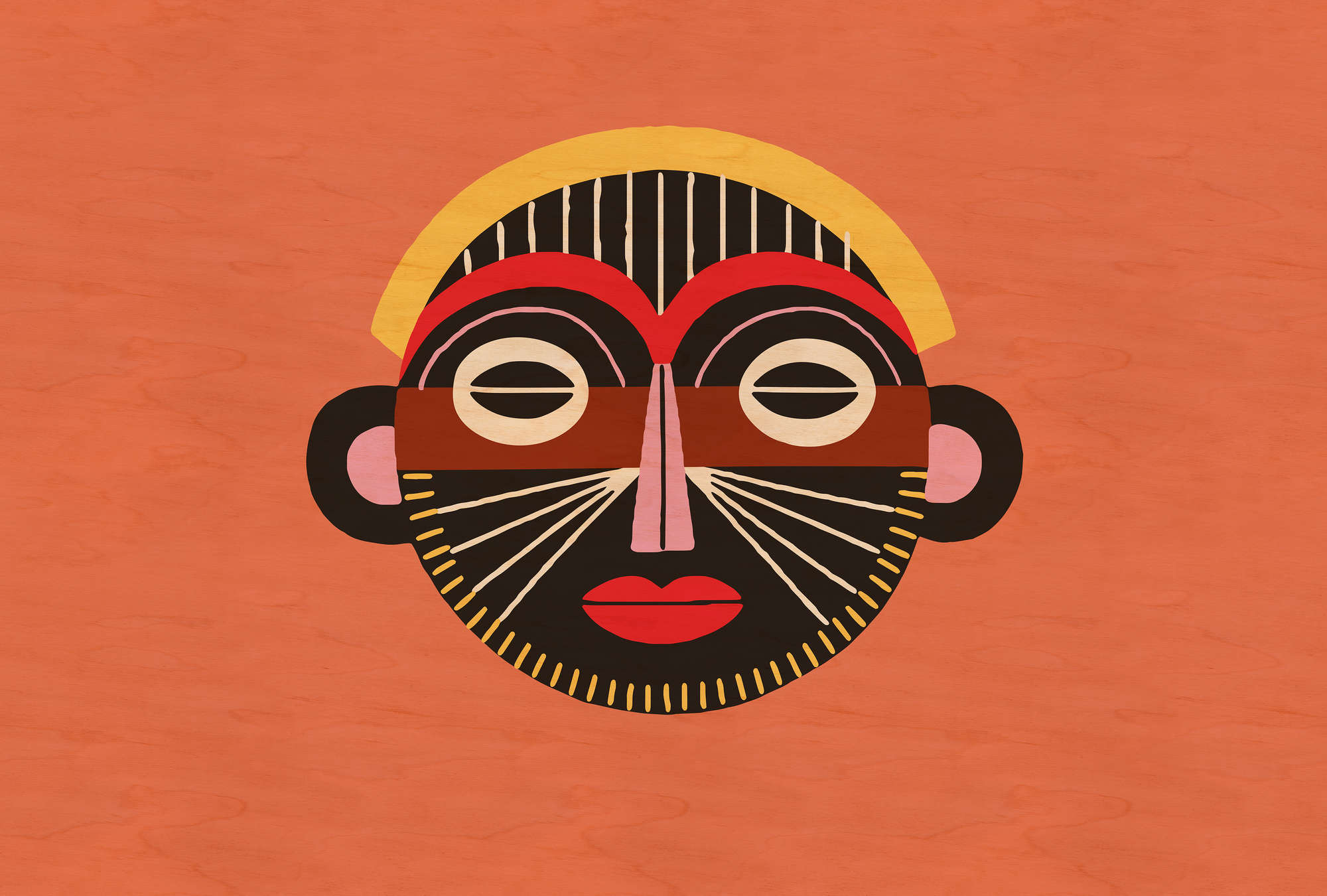             Overseas 2 - Papier peint ethnique Masque au design tribal
        