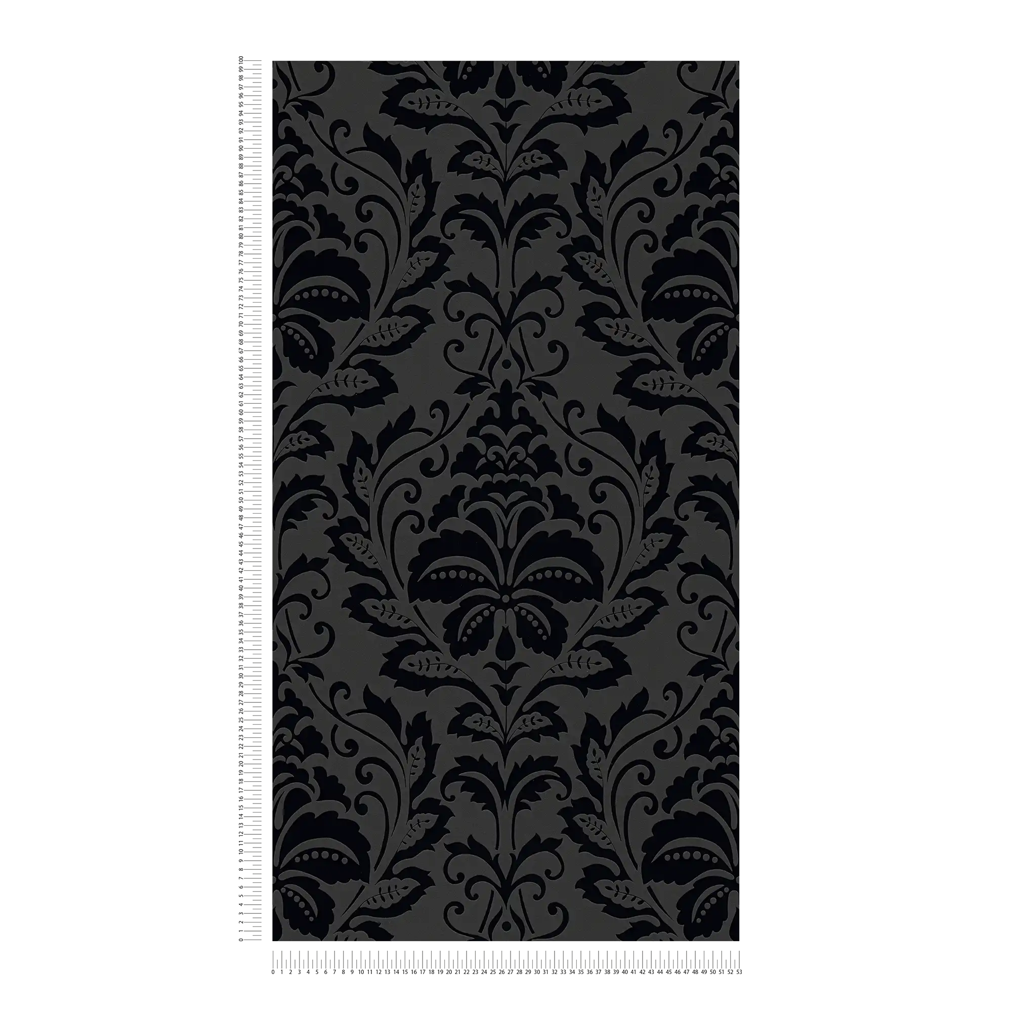             Papier peint ornemental design floral, contraste mat/brillant - noir
        