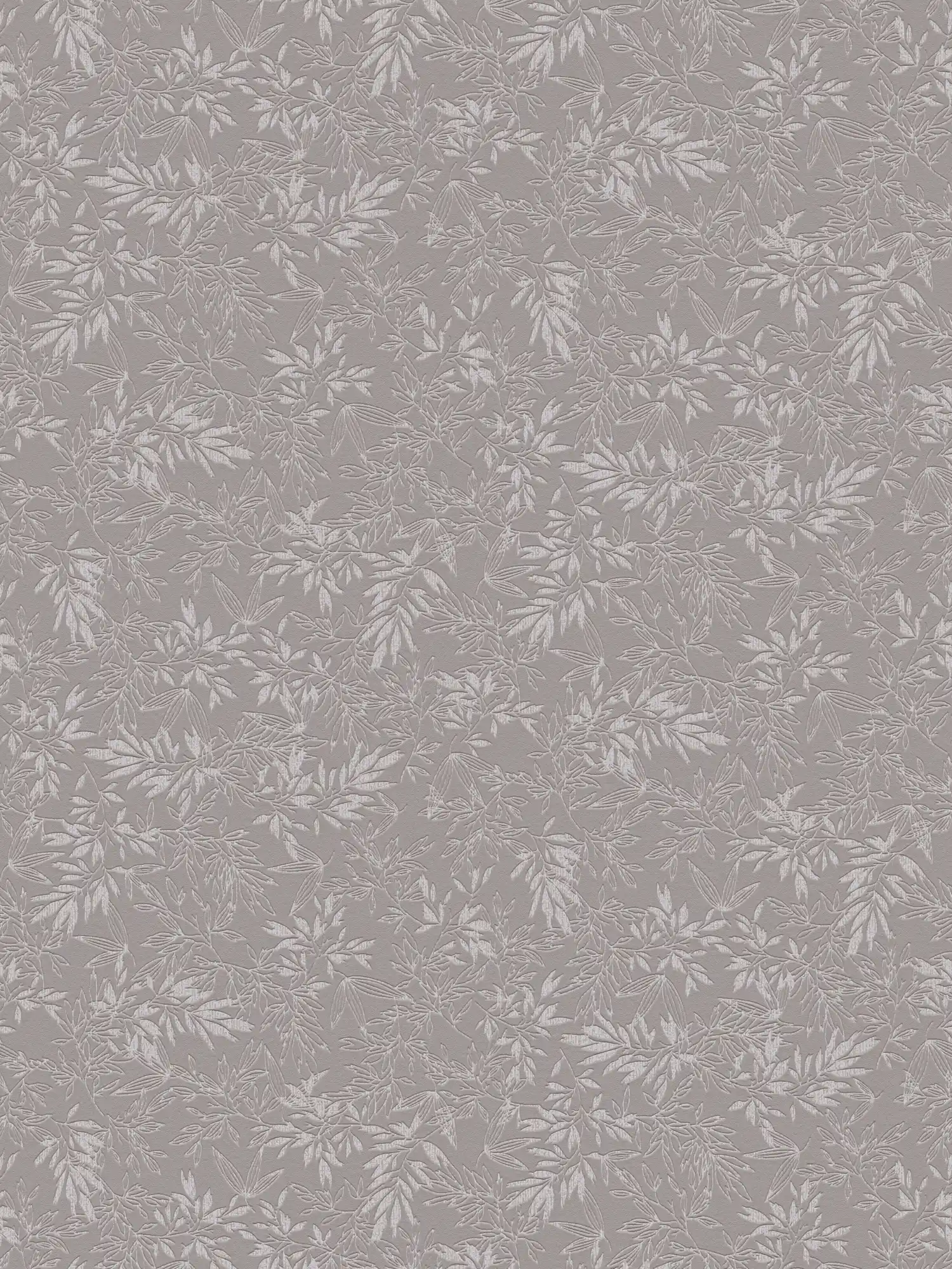 Leaves wallpaper with foam structure in matt - grey, light grey
