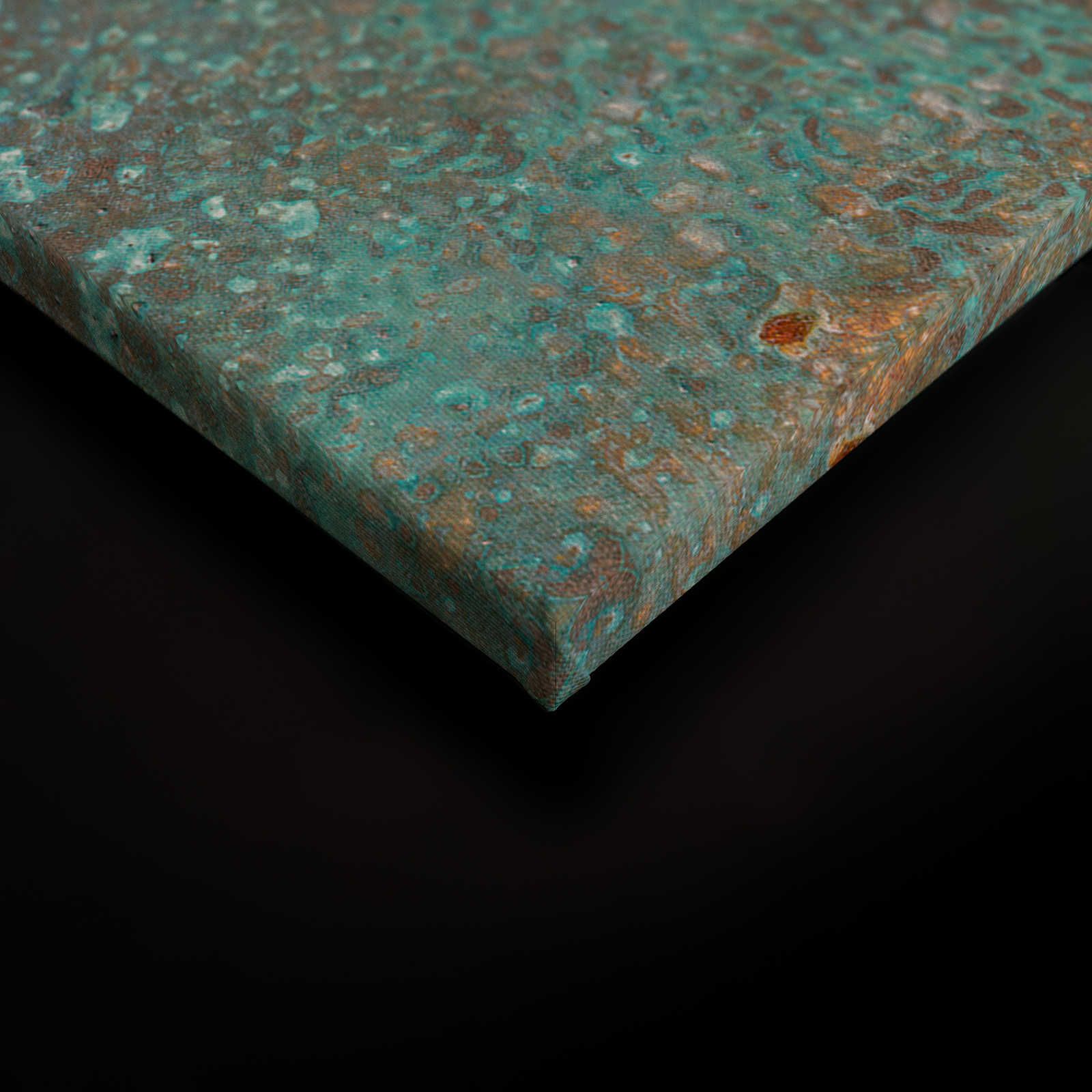             Toile aspect métal patine turquoise avec rouille - 0,90 m x 0,60 m
        
