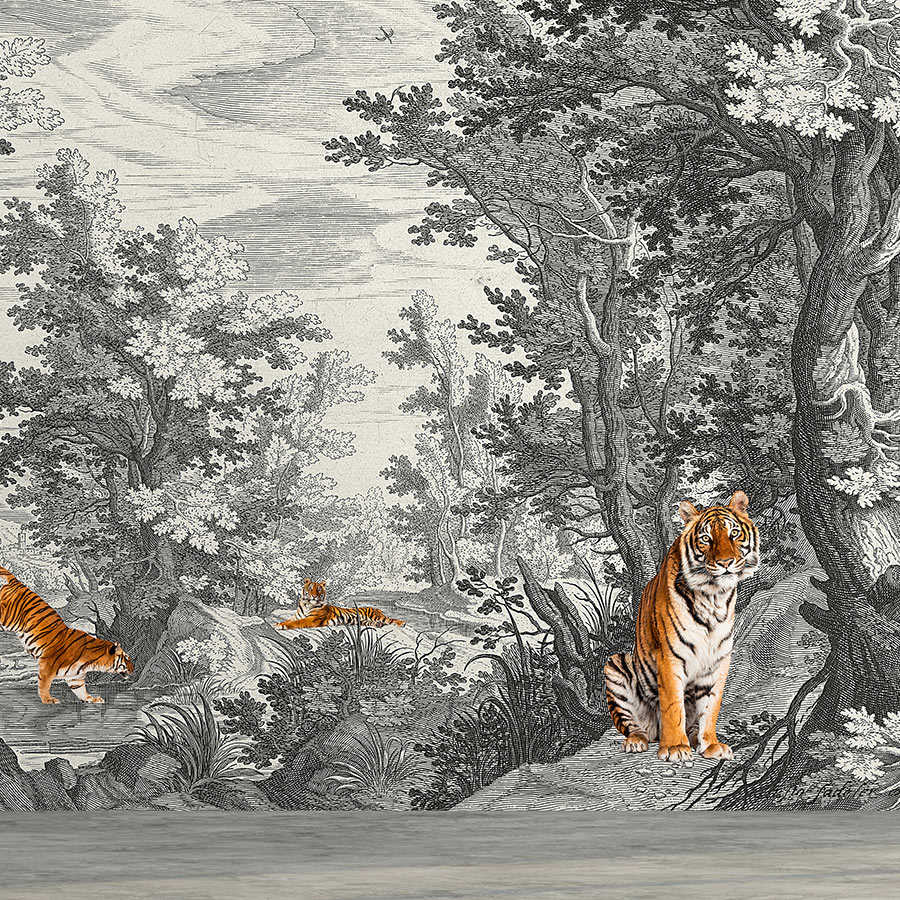         Fancy Forest 2 - wall mural landscape classic with tiger
    