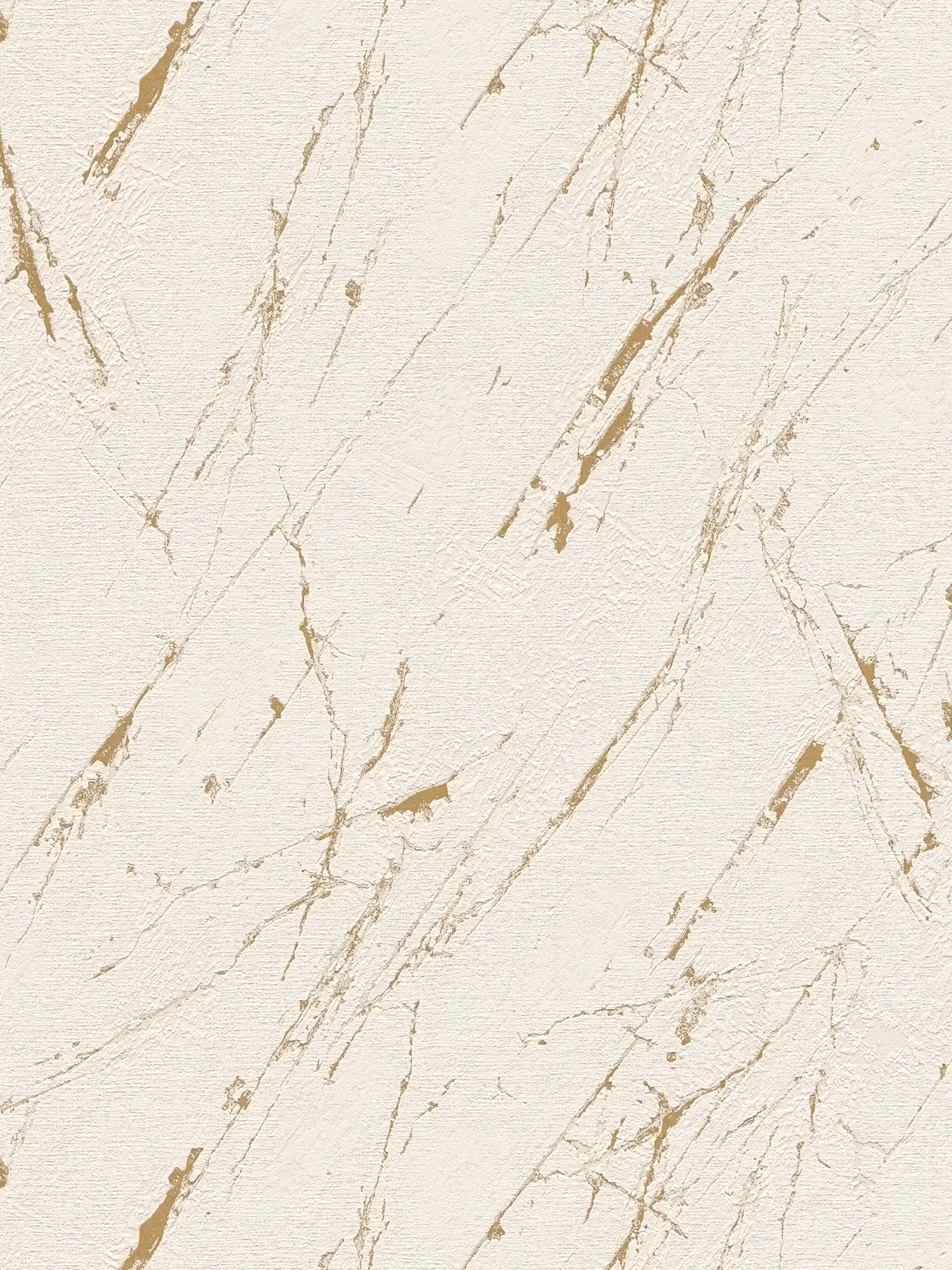 Non-woven wallpaper plaster look with gold accents - beige, gold, metallic
