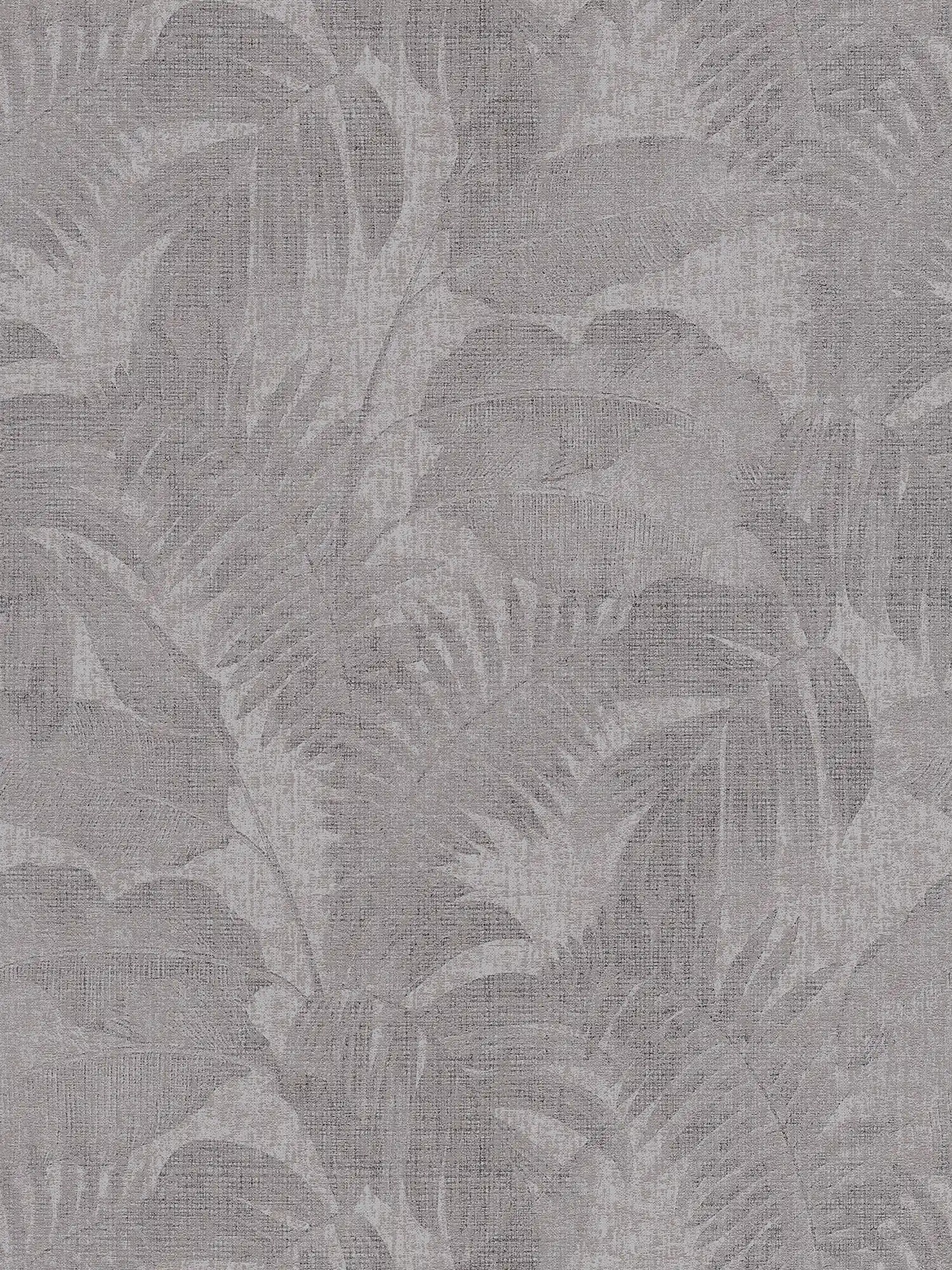 Boho jungle wallpaper with linen look - brown, grey, beige
