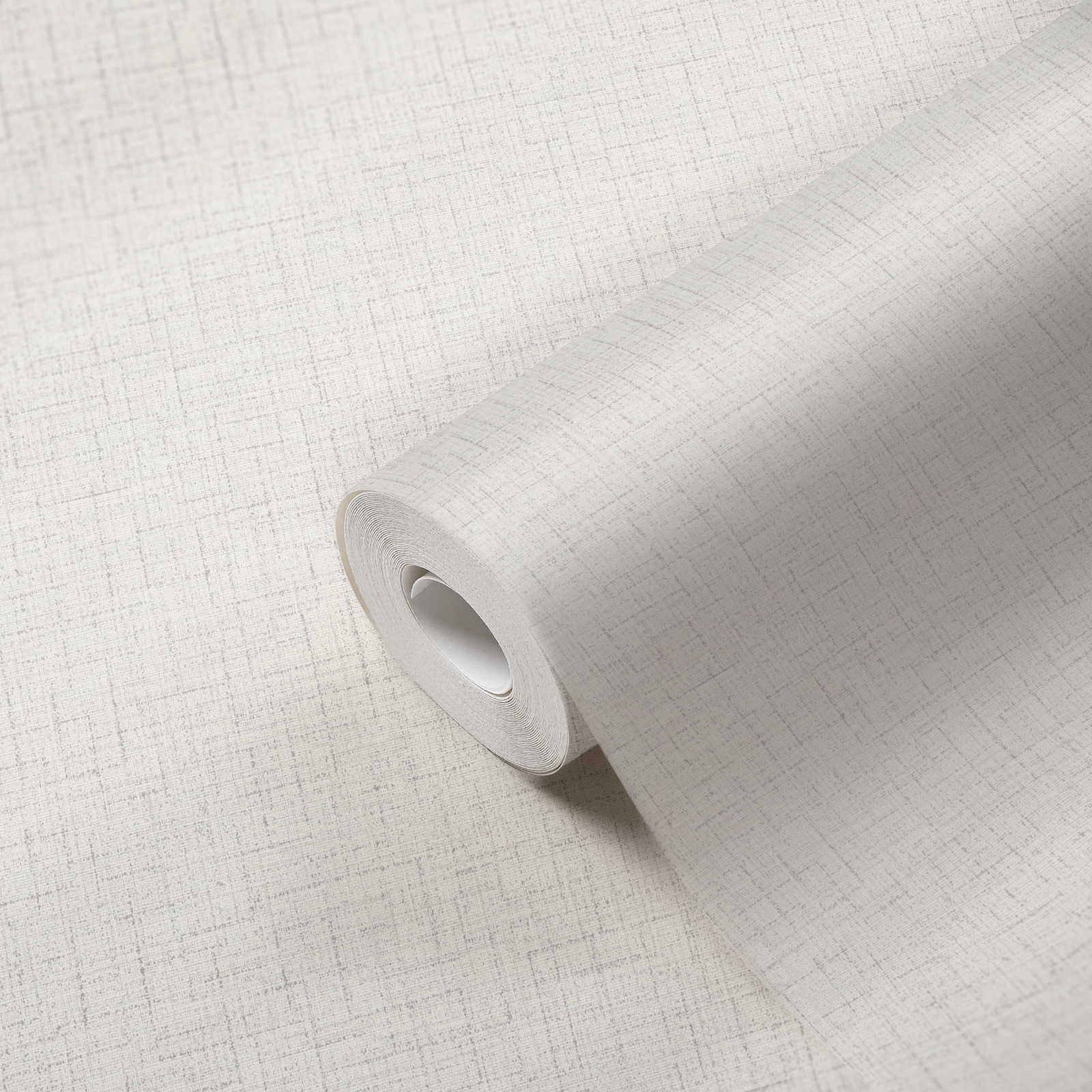             Neutraal eenheidsbehang met linnenlook - grijs, wit
        