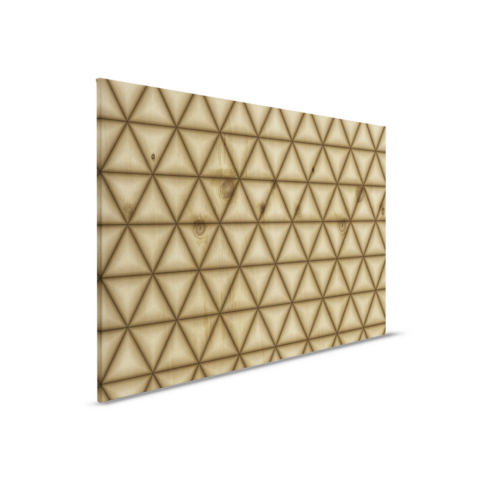         Canvas painting geometric triangle pattern in wood look | brown, beige - 0,90 m x 0,60 m
    