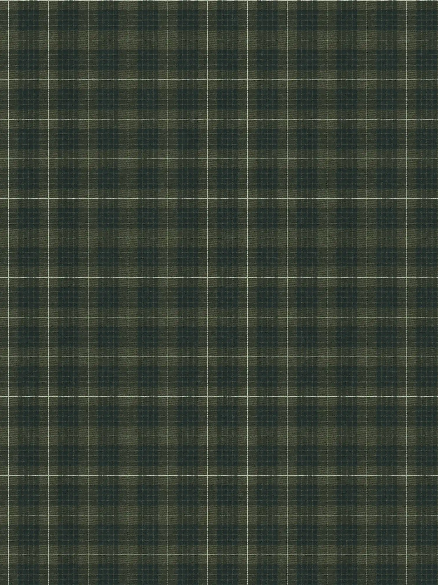         Textile look non-woven wallpaper with checkered tartan - green, black
    