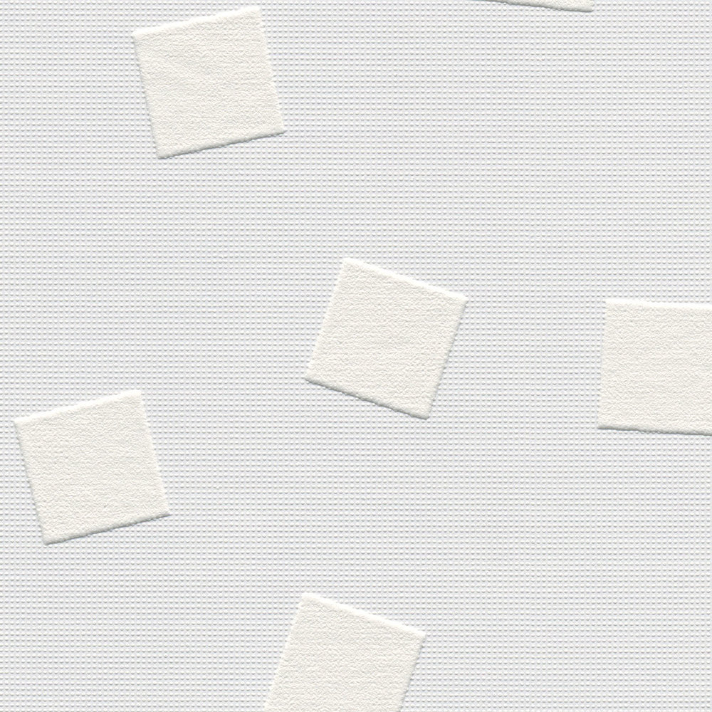             Carta da parati con motivi grafici ed effetto 3D - verniciabile, bianco
        