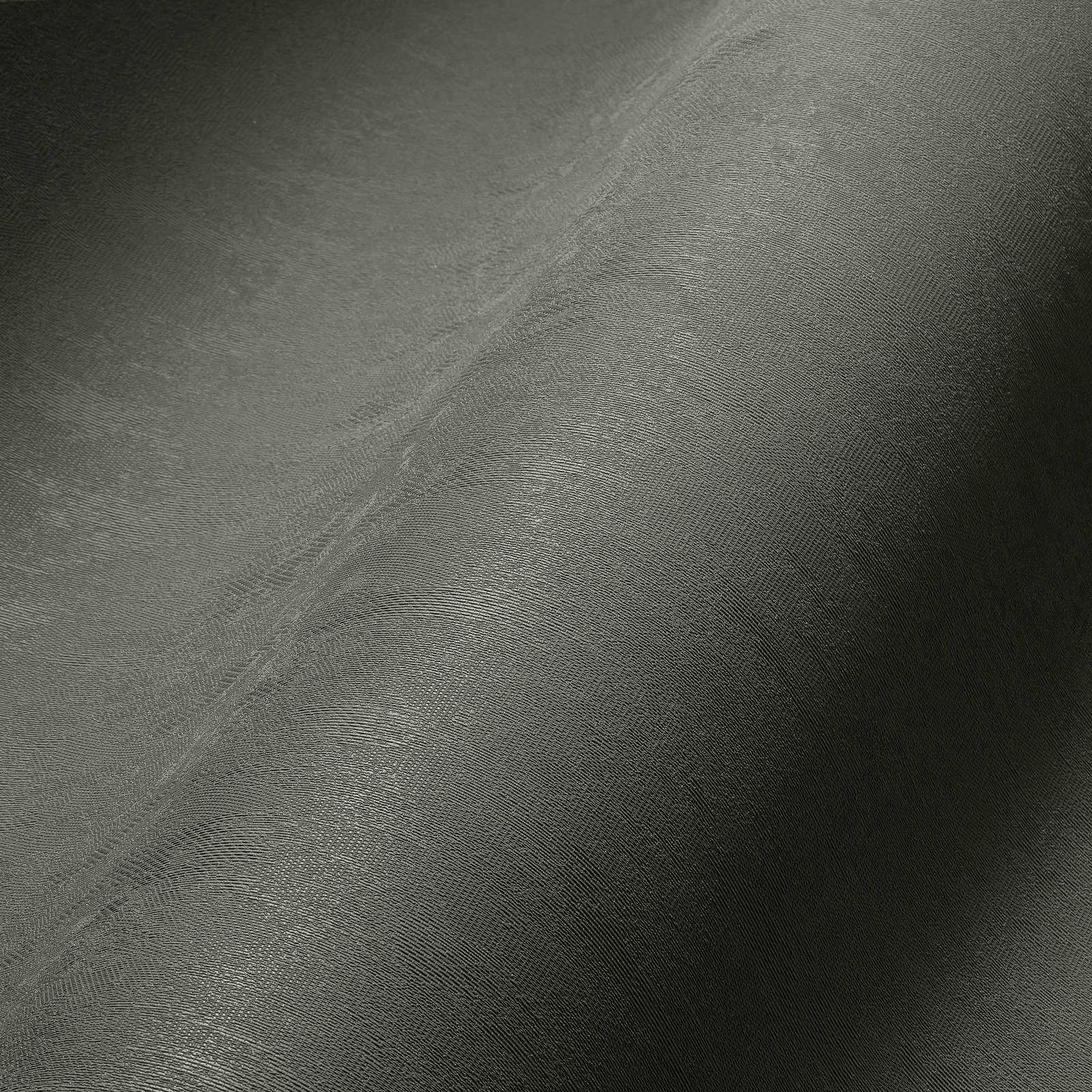             Non-woven wallpaper dark khaki plain, satin finish - grey
        