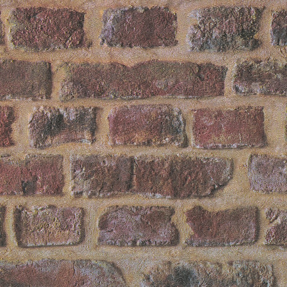             Wallpaper brick wall design 3D stone look - brown, red, beige
        