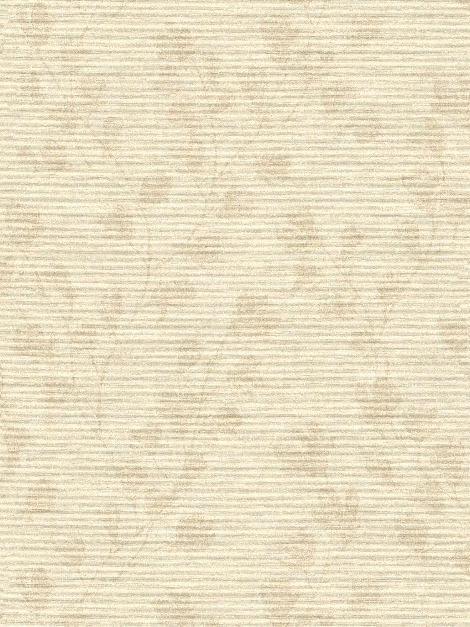 Patroonbehang met bladeren in landelijke stijl - crème, beige
