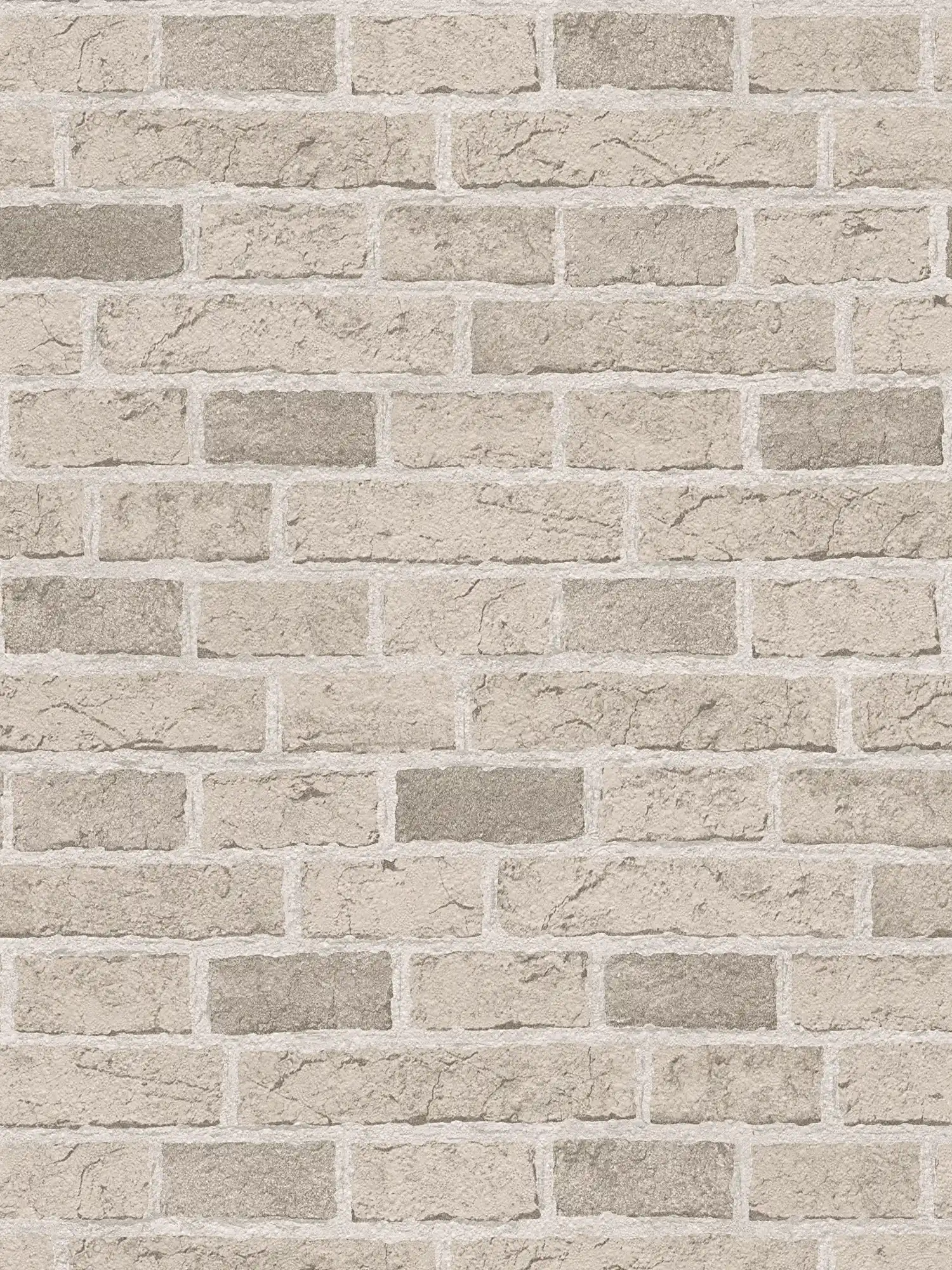 Stone wallpaper with brick wall rustic & detailed - cream, beige
