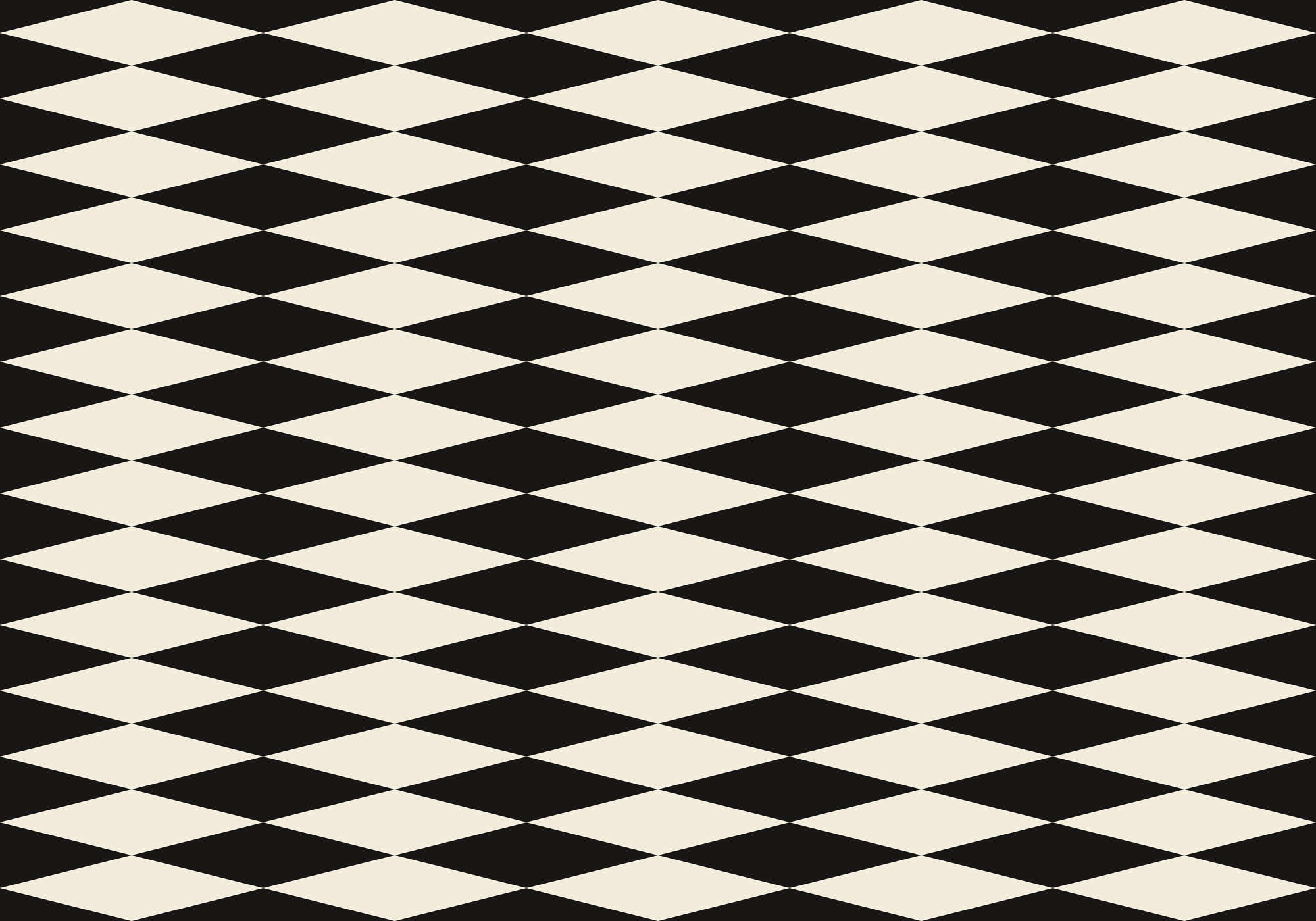             Papel pintado gráfico con rombos en estilo años 70 - Negro, Crema | Liso mate
        