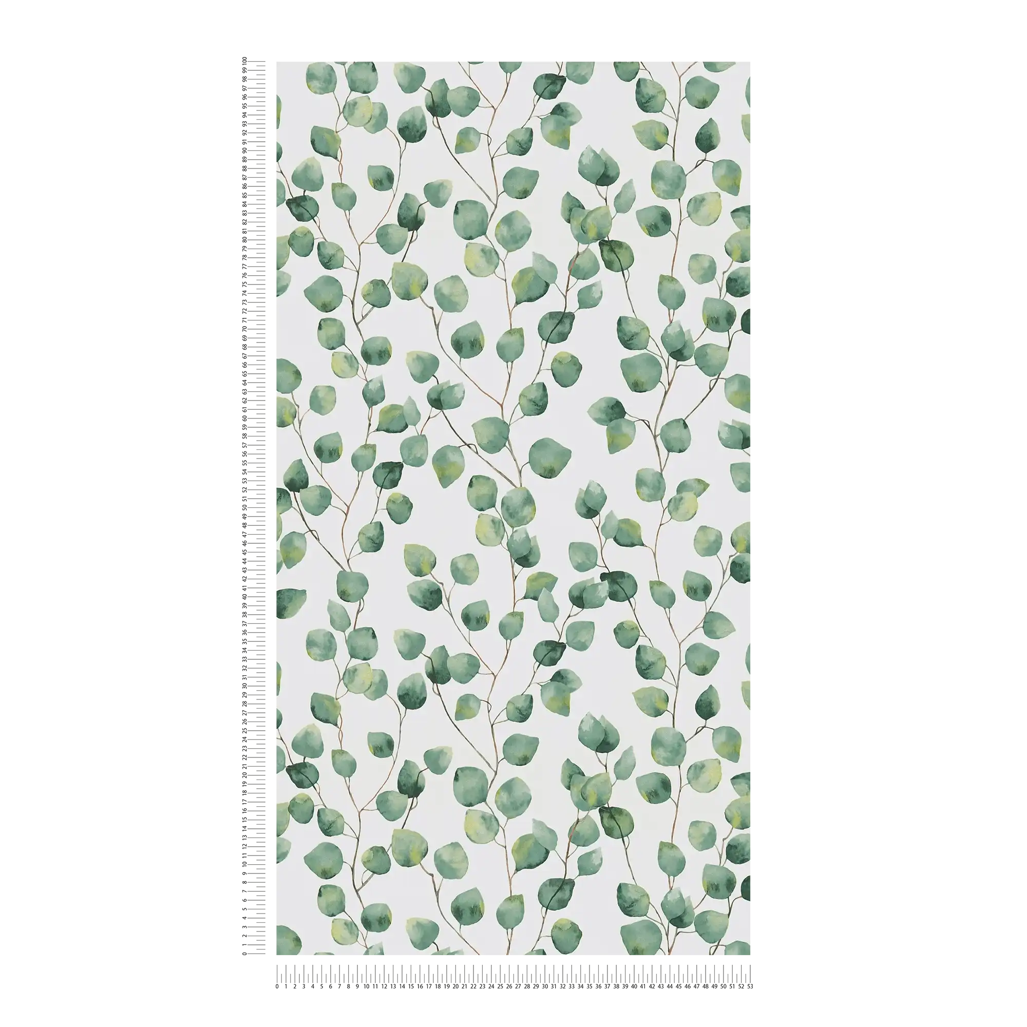             Papel pintado autoadhesivo | Zarcillos de hojas en estilo acuarela - blanco, verde
        