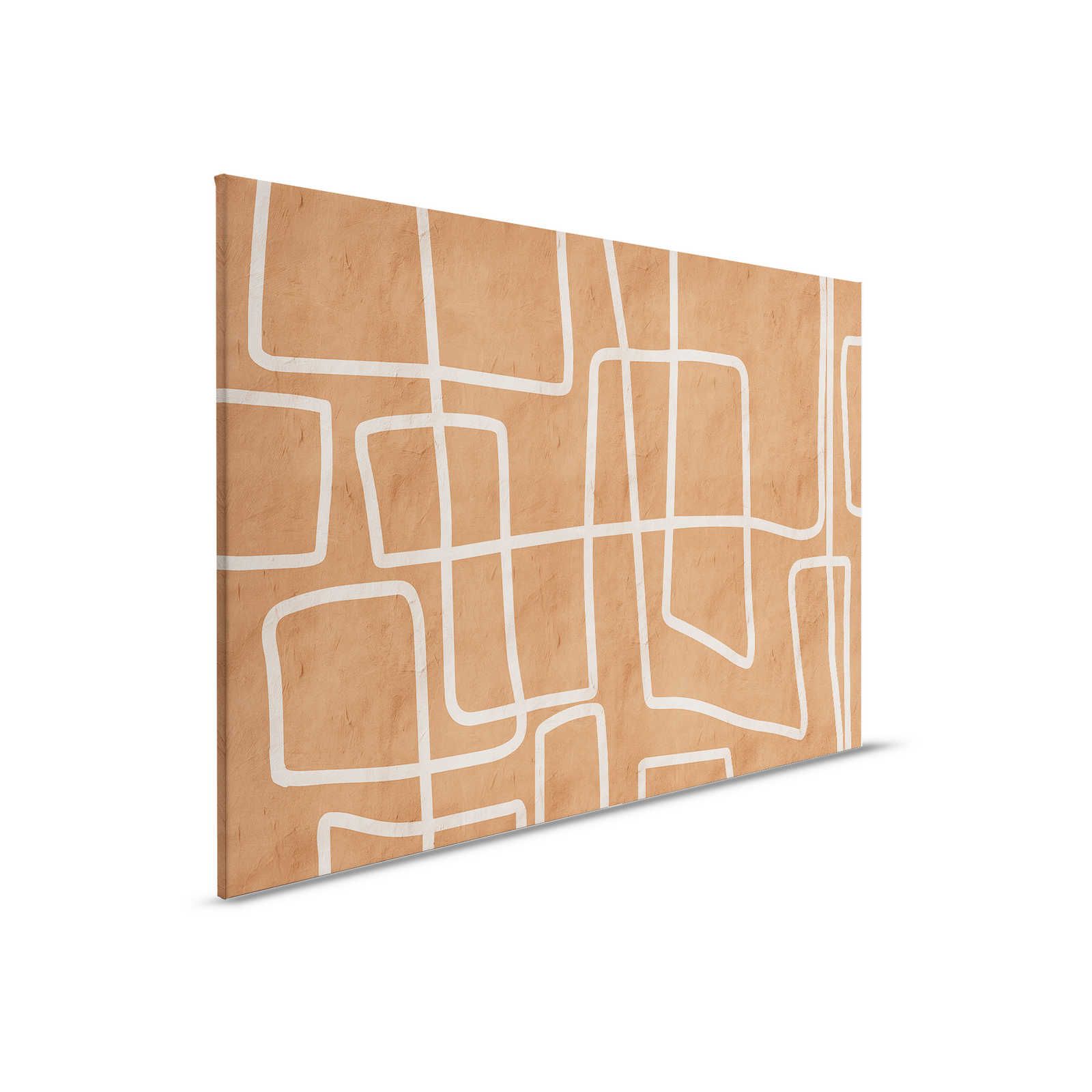         Serengeti 2 - Clay Wall Canvas Painting Terracotta with Ethno Line Pattern - 0.90 m x 0.60 m
    