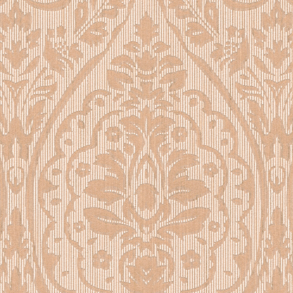             Non-woven wallpaper with ornamental pattern & structure design - beige, cream
        