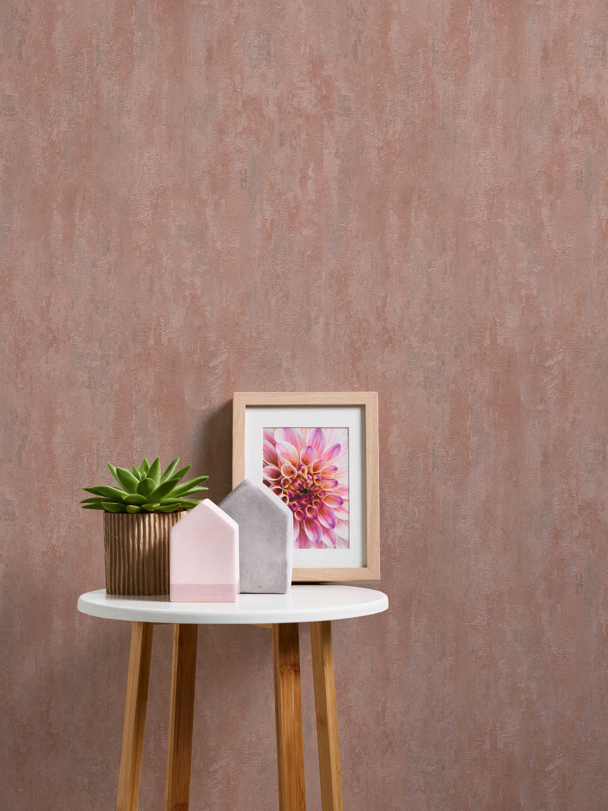             behangpapier industriële stijl met textuureffect - metallic, roze
        