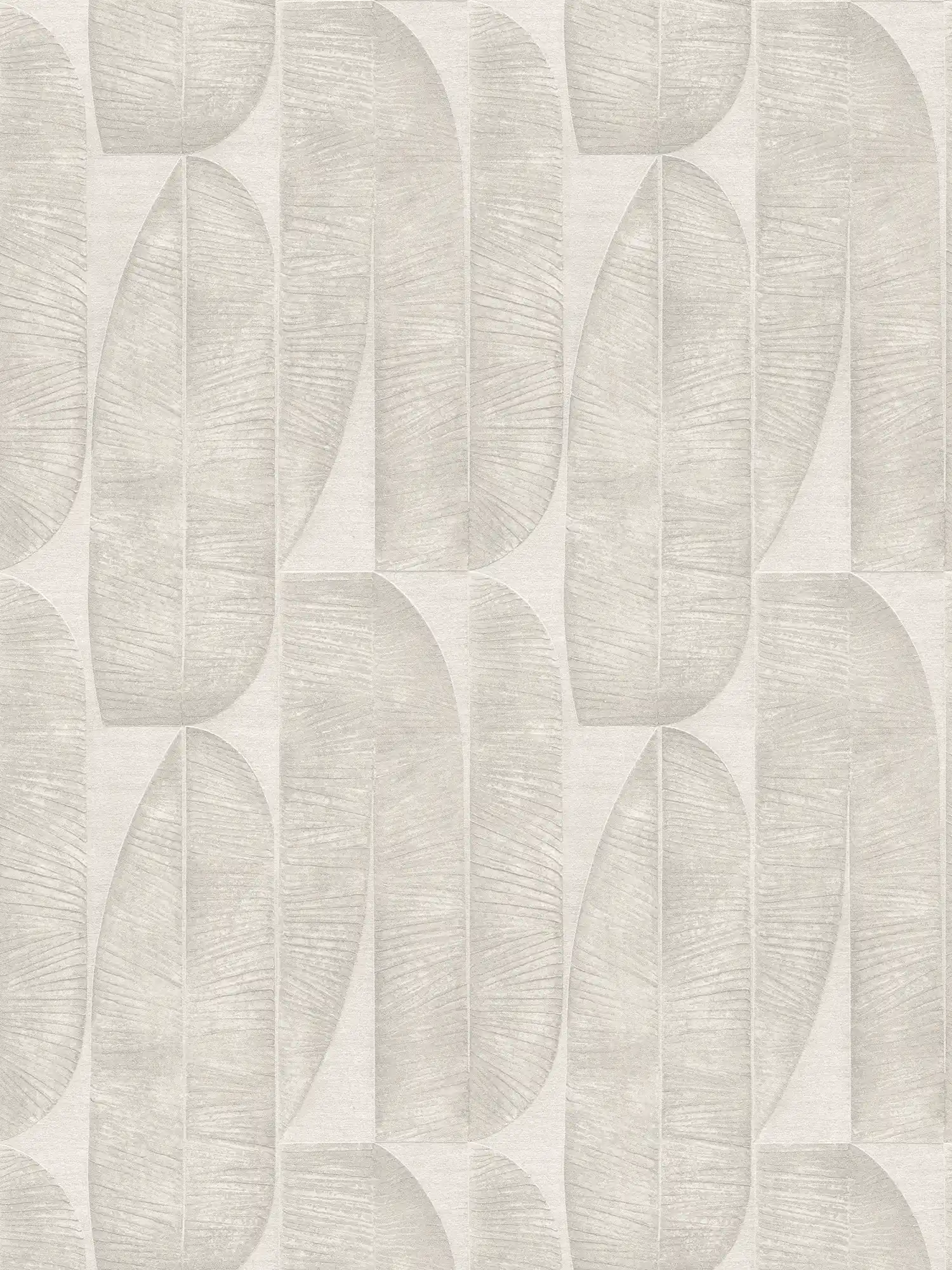 Non-woven wallpaper with geometric floral pattern - grey, beige
