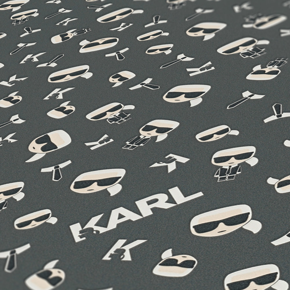            Karl LAGERFELD behang Icon Karl Character - Zwart
        