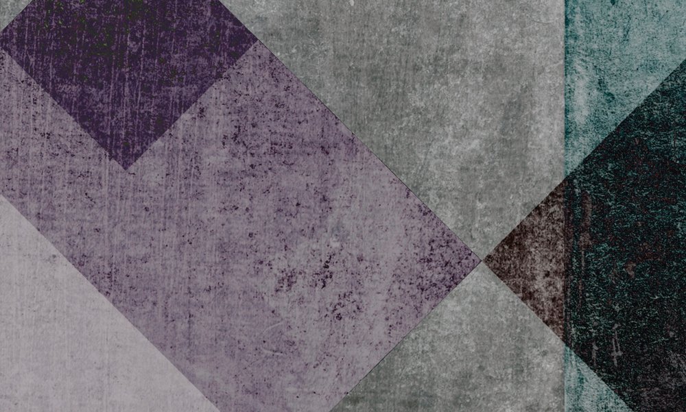            Papier peint géométrique montagne - violet, vert
        