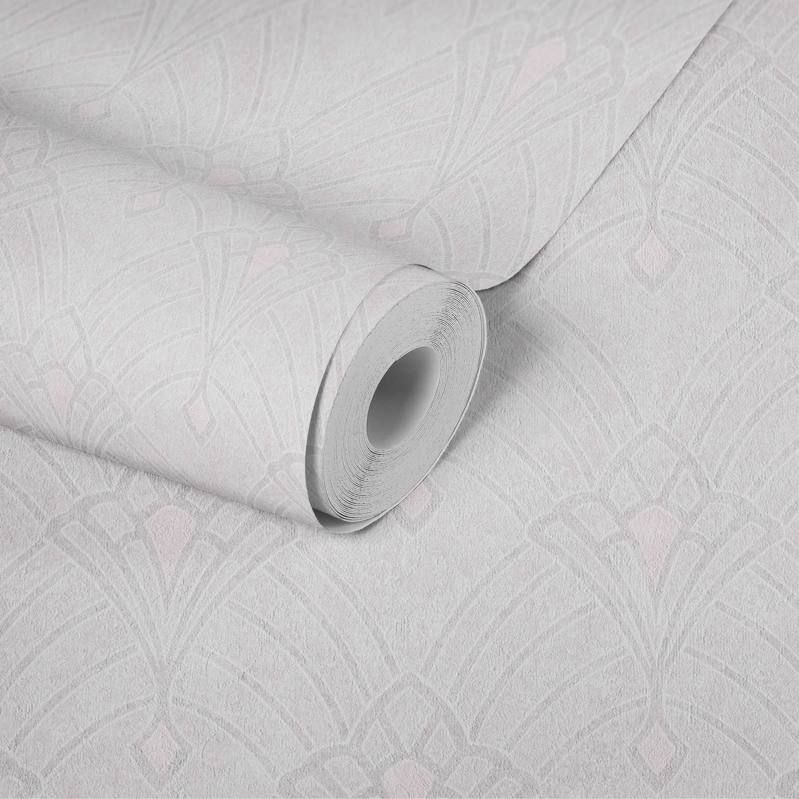             Art deco wallpaper with linen design & plaster look - cream
        