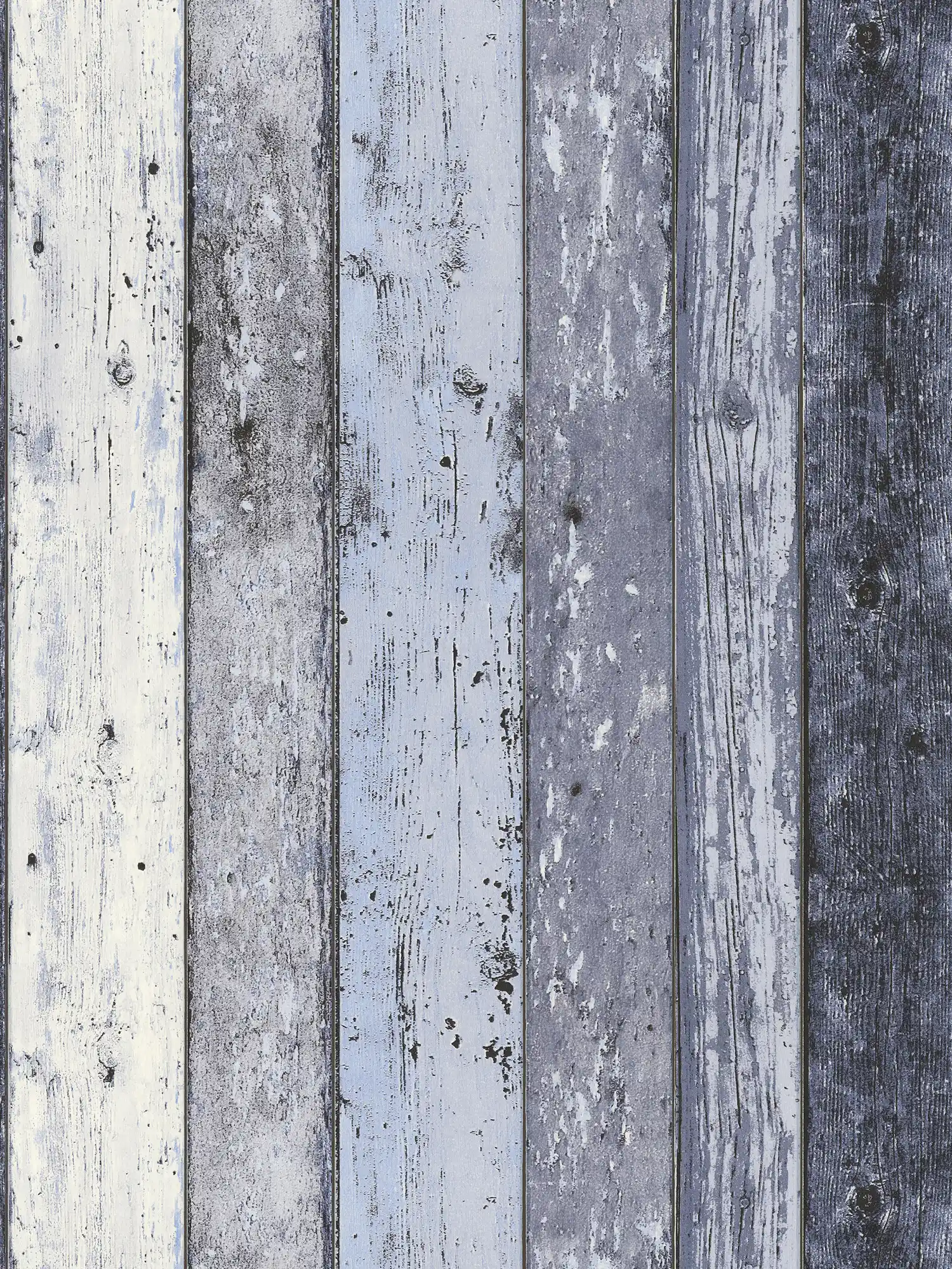         Carta da parati in legno in stile shabby chic con tavole dall'aspetto usato - blu
    
