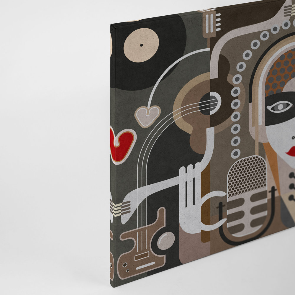             Wall of sound3 - Toile abstraite avec visages- structure béton - 0,90 m x 0,60 m
        