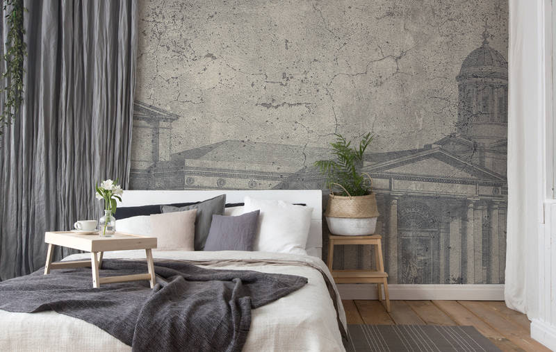             Photo wallpaper architecture in used look, vintage decor - grey
        